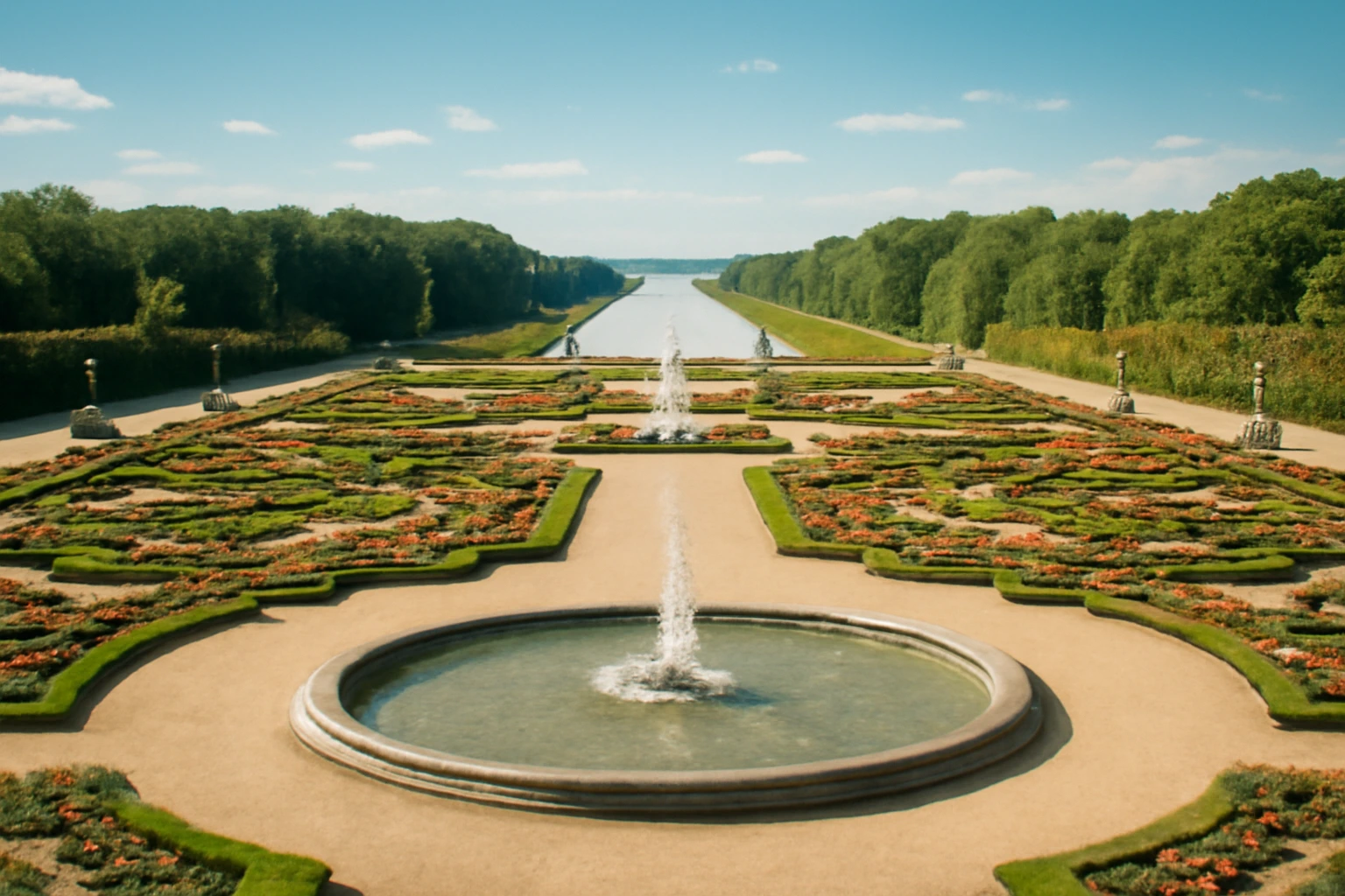 Cung điện Versailles nhìn qua lăng kính phong thủy: trục Đông Tây, vườn đối xứng và kênh nước lớn