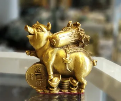 Đại đế heo đồng cõng bắp cải trên đồng tiền vàng(chiêu tài tấn bảo) FD300